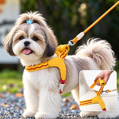 KUTKUT Pet Harness & Leash Set for Small Dogs & Cats, Adjustable Breathable Mesh Harness with Padded Control Handle, Secure Buckle & Metal D-Ring (Yellow)