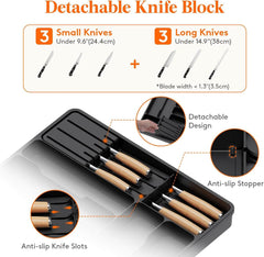 EZYHOME Silverware Organizer for Kitchen Drawers, Expandable Utensil Tray with Removable Knife Block, Adjustable Cutlery and Flatware Holder, Plastic Spoon Forks Holder Storage Divider.