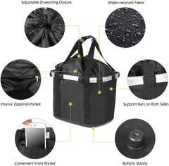 KUTKUT Bike Basket, Quick Release Bicycle Handlebar Front Basket, Removable Small Pet Cat Dog Carrier, Folding Detachable Easy Install Quick Released Picnic Shopping Bag Max.Bearing: 5Kg