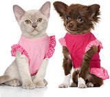 KUTKUT 2 Pieces Small Dog Cat Dresses for Yorkii, Maltese, Pomeranian, Cute Girl Female Dog Dress Mommy Puppy Shirt Skirt Doggie Dresses Pet Summer Clothes Apparel for Small Dogs and Cats - k