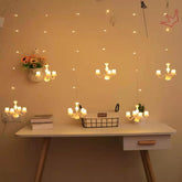 EZYHOME Diwali Light for New Year and Christmas - 6 Chandelier LED Curtain String Lights with Different Flashing Modes for Home Decoration (Warm White)