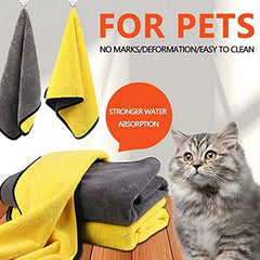 KUTKUT Microfiber Towel for Puppies Kittens Dog & Cats, Super Absorbent Quick-Drying Soft Lint Free Small Bath Towel for Pets (Pack of 4, 30 * 30cm)