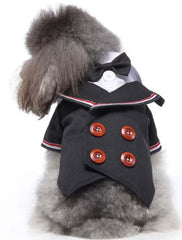KUTKUT Small Dog Double Breasted Plaid Tuxedo with Button Decore Pet Dog Wedding Shirt for Birthday Costumes, Formal Dog Wedding Attire Outfits Bowtie Apparel (Black)