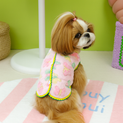 KUTKUT Soft Fleece Small Dog Cat Jacket With Colourfull Butterfly Print, Cozy Winter Pet Clothes For Small Dogs & Puppies, Warm Puppy Sweater Vest With Snap Buttons