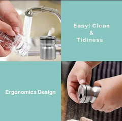 EZYHOME Silver Finished Stainless Steel Metal Salt Pepper Shaker Salt and Pepper Dispenser with Glass Bottom, Cute Salt and Pepper Shakers for Kitchen Decor and Accessories, Easy Filling