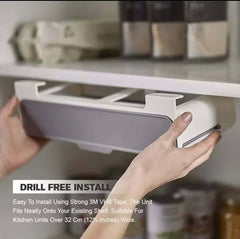 EZYHOME Slide Rack Cabinet Shelf, Pull Down Spice Rack With 6 Bottles or Spice Jars, Pull Down Shelf For Seasoning Storage, Under-Shelf Kitchen Cabinet Storage Solution for Spices