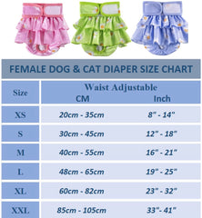 KUTKUT 2 Pcs Female Dog Adjustable Diapers Reusable Washable Super Absorbency Leak-Proof Dog Nappie for Dogs in Heat, Period or Excitable Urination, Sanitary Panties