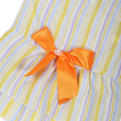 KUTKUT Small Dog Cat Girl Dress Cute Bowknot Tutu Dress Striped Button Open Dog Clothes for Small Dogs Girl Toypom, Yorkshire, Mltese Cat Pet Apparel
