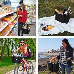 KUTKUT Bike Basket, Quick Release Bicycle Handlebar Front Basket, Removable Small Pet Cat Dog Carrier, Folding Detachable Easy Install Quick Released Picnic Shopping Bag Max.Bearing: 5Kg