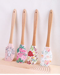 EZYHOME Wooden handle Silicone Swan Pattern Spatula, Heat-Resistant Silicone Scraper, Suitable for Cooking, Baking, Stirring & Applying (30cm *6 cm)