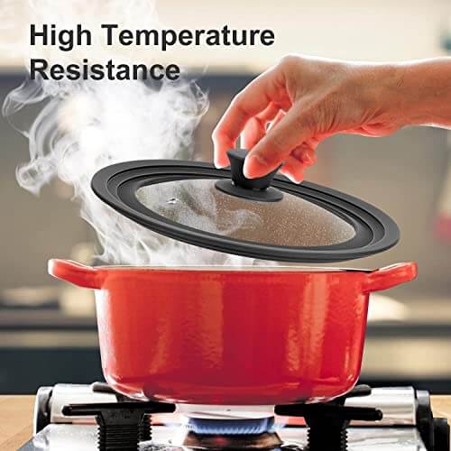 EZYHOME 2Pcs Universal Lid for Pots and Pans,Heat-Resistant Tempered Glass Frying Pan Lid, One Size Fits All, Frying Cooking Pans Cover, Silicone Rubber Pot Lid - kutkutstyle