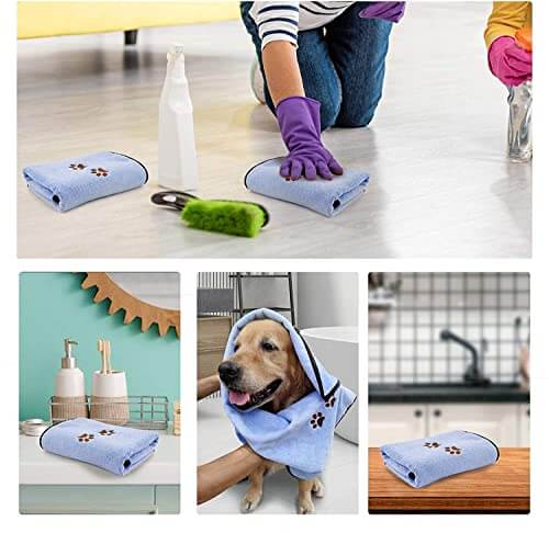 KUTKUT Pack of 2 Microfiber Dog Bath Towel Super Absorbent Pet Ultra Drying Towels for Small & Medium Dogs and Cats - kutkutstyle
