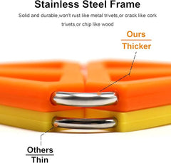 EZYHOME Silicone Trivet Mat Expandable Hot Pot Holder With Stainless Steel Frame for Home Kitchen Heat Resistant Insulated Hot Pads Coasters Table Dish Mat Tableware Placemat for Hot Pans