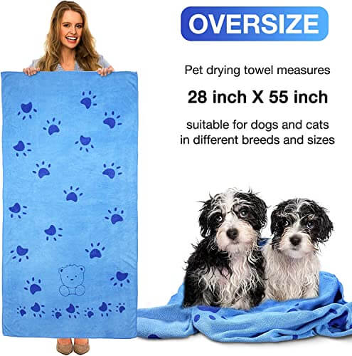 KUTKUT 2 Pcs Microfibre Dog Towel, Quick Absorbent Pet Bath Towels, Super Soft Fast Drying Machine Washable Puppy Beach Dryer for Small Medium Large Dogs (Size: 140 x 70cm) - kutkutstyle