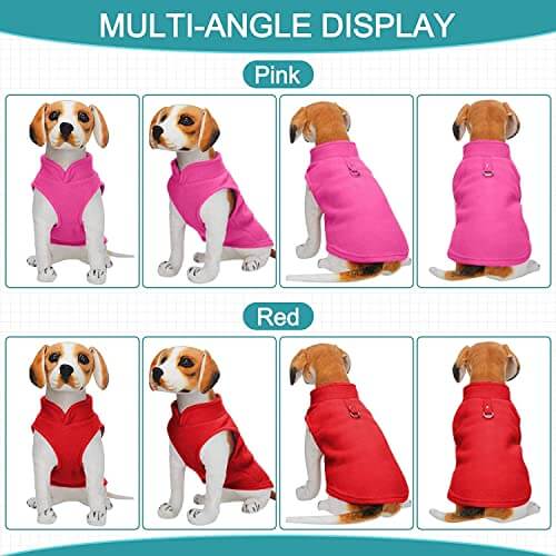 KUTKUT 2Pcs Windproof Fleece Dog Clothes Pet Keep Warm Jacket with Leash Ring No Pull No Choke Eco-Friendly Warm Clothes for Maltese, Pekingese, Shihtzu - kutkutstyle