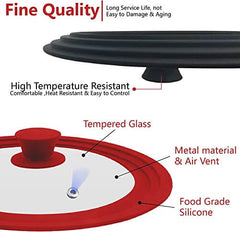 EZYHOME 2 Pcs Universal Pot Lid - Cast Iron Lid - Frying Pan Cover - Skillet Lid - Tempered Glass, Silicone Rim Cool Touch Handle, Steam Vent Dishwasher Safe Multi-sized Lid - kutkutstyle
