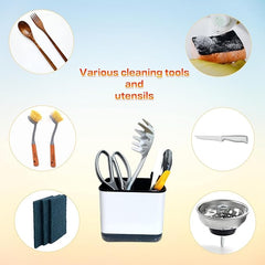 EZYHOME Kitchen Utensil Holder 3 Compartments Chopstick Holder Cutlery Drying Rack Plastic Silverware Draining Holder Countertop Flatware Storage Organizer for Chopsticks, Spoons, Forks, Brushes