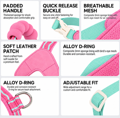 KUTKUT Pet Harness & Leash Set for Small Dogs & Cats, Adjustable Breathable Mesh Harness with Padded Control Handle, Secure Buckle & Metal D-Ring (Pink)