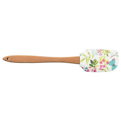 EZYHOME Wooden handle Silicone Floral Printed Spatula, Heat-Resistant Silicone Scraper, Suitable for Cooking, Baking, Stirring & Applying (30cm *6 cm)