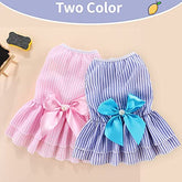 KUTKUT Combo of 2 Dress for Small Kitten Girl Puppy Clothes Female Princess Tutu Striped Skirt Summer Shirt for Chiuhuahua, Kittens Cat Pet Apparel Outfits - kutkutstyle