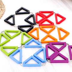 EZYHOME 5Pcs Silicone Trivet Mat Expandable Hot Pot Holder with Stainless Steel Frame for Home Kitchen Heat Resistant Insulated Hot Pads Coasters Table Dish Mat Tableware Placemat