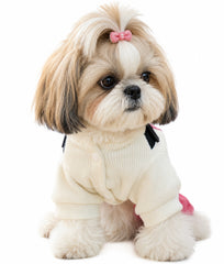 KUTKUT 2-in-1 Pet Jumpsuit Overall with Built in Leash Ring, Small Dog Cat Vintage Bib Pants, Snap Button Party Dog Clothes All-in-One Jumpsuit for Maltese, Pekingese ( Reddish )
