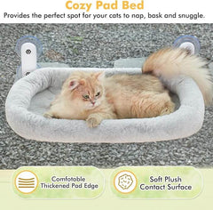 KUTKUT Cat Window Perch, Cat Hammock for Window Seat with Cozy Pad Bed Cover for Indoor Cats, Durable Metal Frame Support Cat Bed with 4 Suction Cups, Cat Beds For Indoor Cats