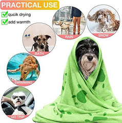 KUTKUT Pack of 2Pcs Microfibre Dog Towel, Quick Absorbent Pet Bath Towels, Super Soft Fast Drying Machine Washable Puppy Beach Dryer for Small Medium Large Dogs (Size: 140 x 70cm)