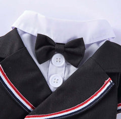 KUTKUT Small Dog Double Breasted Plaid Tuxedo with Button Decore Pet Dog Wedding Shirt for Birthday Costumes, Formal Dog Wedding Attire Outfits Bowtie Apparel (Black)