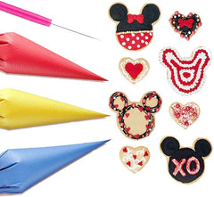EZYHOME 122Pieces Tipless Piping Bags-100pcs Disposable Piping Pastry Bag for Royal Icing/Cookies Decorating -10 Pastry Bag Ties,10 Clips &2 Scriber Needle -Best Cookie/Cake Decorating Tools (10 Inch)