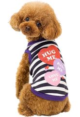 KUTKUT Stripe Print T-Shirt for Small Dogs | Breathable Cotton Sleeveless Shirt for ShishTzu, Maltese, Toy Poodle etc (Size: L, Chest: 45cm, Back Length 35 cm)