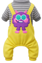 KUTKUT Dog Clothes Striped OnesieShirt, Cute Dog Pajamas Bodysuit Coat Jumpsuit Overalls Soft Comfort Pjs Apparel Winter Costume, Dog Outfit for Small Dogs Cats Kitten Yellow