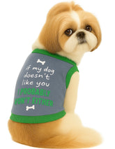 KUTKUT Drooling Small Dog & Cat Shirt, Breathable Autumn, Spring & Winter Cotton Fleece Sleeveless Shirt for Shihtzu, Papillon, ToyPoodle, Maltese (Size: L,Chest 45cm, Back Length 35cm)