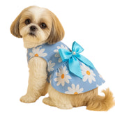 KUTKUT Small Girl Dog & Cat Flower Pattern Dress with Lovely Bow Pet Apparel | Puppy Dress Birthday Pet Apparel Dress | Frock Dress For ShihTzu, Poodle etc