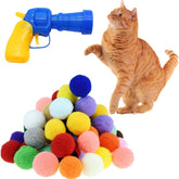 KUTKUT 51Pcs Cat Ball Toy Launcher Gun, Cat Balls Fetch Toy, 50Pcs Plush Fuzzy Balls Launcher Cat Toy for Cats with 1 Gun,Funny Interactive Cat Toys for Bored Indoor Adult Cats,Cute Kitten Kitty Toys