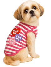 KUTKUT Small Dog & Cat Cotton T-Shirt | Breathable Hug Me Stripes Print Sleeveless Tee Shirt for Cavalier King, Bichon Frise,Lhasa Apso, French Bulldog Puppy etc