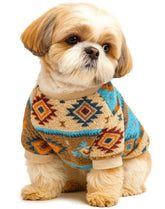 KUTKUT Small Puppy Dog Cat Warm Sweater, Geometric Pattern Breathable Round Neck Flannel Fleece Sweater, Winter Shirt for Yorkii, Maltese, Mini Pom Puppy Cats