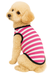 KUTKUT Drooling Stripe Print Shirt for Small Dogs | Breathable Autumn,Spring & Summer Cotton Sleeveless Shirt for ShishTzu, Maltese, Toy Poodle, Papillon (Size: L, Chest Girth 45cm, Back Length 35cm)