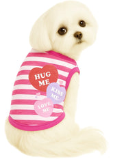 KUTKUT Stripe Print T-Shirt for Small Dogs | Cotton Sleeveless Shirt for ShishTzu, Maltese, Poodle etc (Size: L, Chest Girth 45cm, Back Length 35cm)