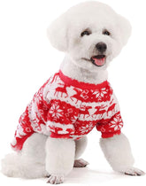 KUTKUT Reindeer Argyle Pattern Breathable Round Neck Flannel Fleece Sweater | Winter Shirt for Yorkie, Maltese, Mini Pom Small Dogs Puppy