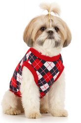 KUTKUT Dog Puppy Sleeveless Shirt, Brethable Plaid Cotton Argyle Pattern Tank Top, Summer Clothes for Cats and Small Dogs Mini Poodle, Scotti, Bichon