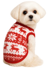 KUTKUT Cute Reindeer X-mas Print Fashion Soft Flannel Fleece Shirt for Small Puppy/Cat, Winter Shirt for Shihtzu Puppy, Maltese, Papillon etc