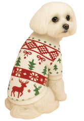 KUTKUT Small Dogs Puppy Cats Warm Clothes, X-Mas Pattern Breathable Round Neck Flannel Fleece Pullover, Winter Shirt for Yorkii, Maltese, Mini Pom Small Dogs (Red)