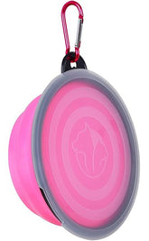 KUTKUT Silicone Collapsible Dog Bowl,Portable and Foldable Pet Travel Bowls Collapsible Dog Water Feeding Bowls Dish for Dogs Cats and Small Animals, with Lids (Small, Pink)