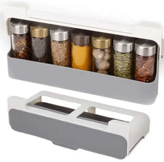 EZYHOME Slide Rack Cabinet Shelf, Pull Down Spice Rack, Shelf For Seasoning Storage, Under-Shelf Kitchen Cabinet Storage Solution for Spices (Jars not included)