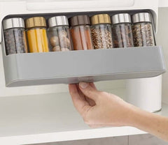 EZYHOME Slide Rack Cabinet Shelf, Pull Down Spice Rack With 6 Bottles or Spice Jars, Pull Down Shelf For Seasoning Storage, Under-Shelf Kitchen Cabinet Storage Solution for Spices