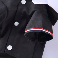 KUTKUT Small Dog Double Breasted Plaid Tuxedo with Button Decore Pet Dog Wedding Shirt for Birthday Costumes, Formal Dog Wedding Attire Outfits Bowtie Apparel (Black)