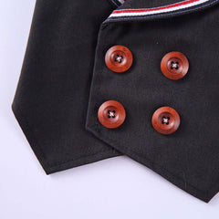 KUTKUT Small Dog Double Breasted Plaid Tuxedo with Button Decore Pet Dog Wedding Shirt for Birthday Costumes, Formal Dog Wedding Attire Outfits Bowtie Apparel (Black)