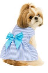 KUTKUT Small Dog Dress Girl Puppy Clothes Female Princess Tutu Striped Skirt Summer Shirt for Shihtzu, Maltese Cat Pet Apparel Outfit