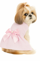Kutkut Pink Striped Tutu Dress for Small Dogs & Cats, Summer Princess Outfit for Puppies, Shih Tzu, Maltese, and Kittens β Lightweight Cotton Pet Apparel